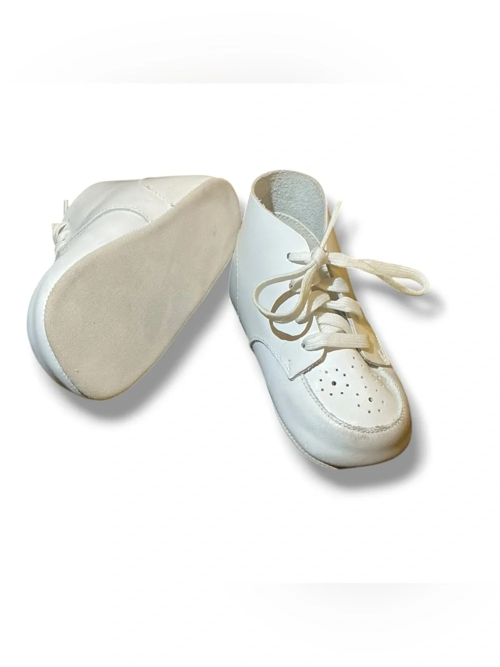 Vintage Stride Rite Buster Brown White Leather Pre-Walker Baby Shoes 2M